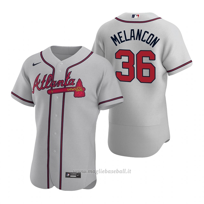 Maglia Baseball Uomo Atlanta Braves Mark Melancon Autentico 2020 Road Grigio
